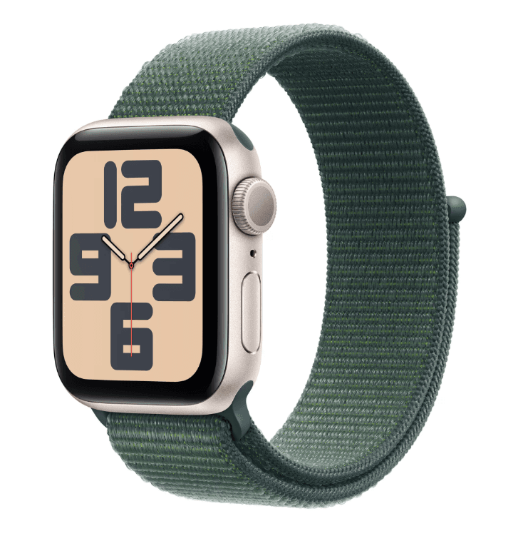 Apple Watch SE GPS 44mm Starlight Aluminium Case with Lake Green Sport Loop