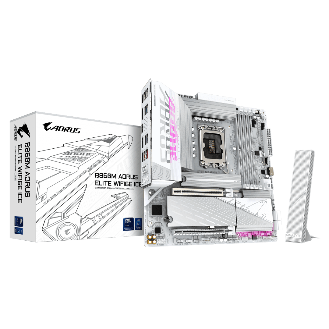 Placa de baza Gigabyte B860M AORUS ELITE WIFI6E ICE, Socket 1851, DDR5, Micro-ATX
