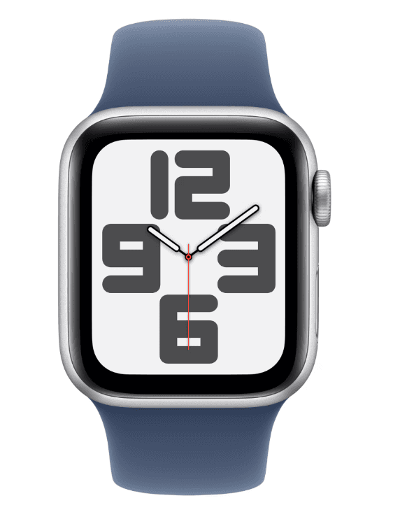 Apple Watch SE GPS + Cellular 44mm Silver Aluminium Case with Denim Sport Band - M/L