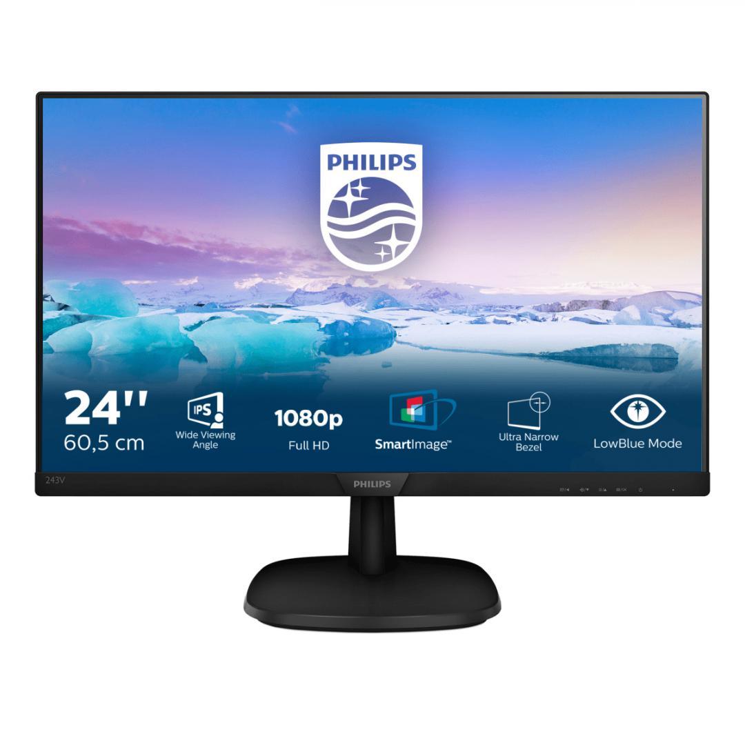 Monitor Consumer Philips 243V7QDSB/00, 23.8", 1920 x 1080 pixeli, Black, 3 ani Garantie