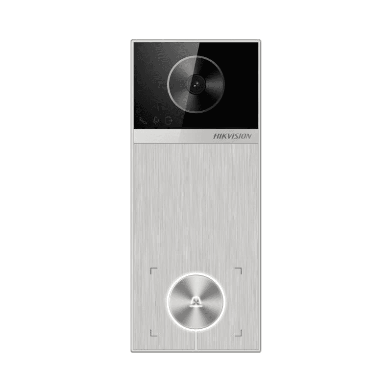 Post videointerfon de exterior WI-FI Hikvision DS-KV6114-MWBE1, montaj aparent, camera HD 4MP, WDR