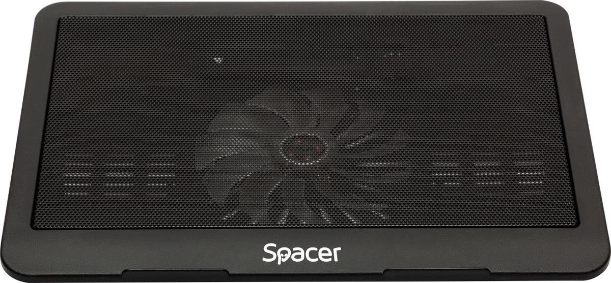 STAND LAPTOP SPACER SP-NC19 15.6", sita metal, fan 14cm, led albastru, negru