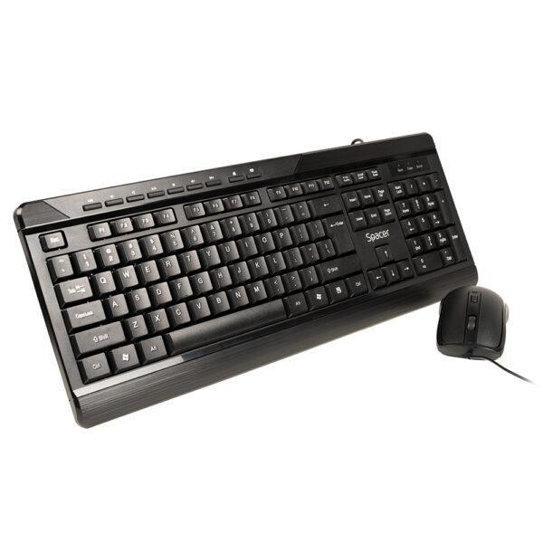 Kit Wired tastatura si mouse SPACER SPOK-WD-02, taste numerice, Negru