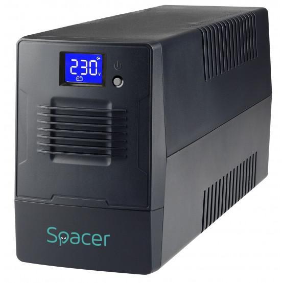 UPS Spacer Line Int. cu management, LCD, 800VA/ 480W, AVR, 2 x socket Schuko, display LCD, 1 x baterie 12V/9Ah