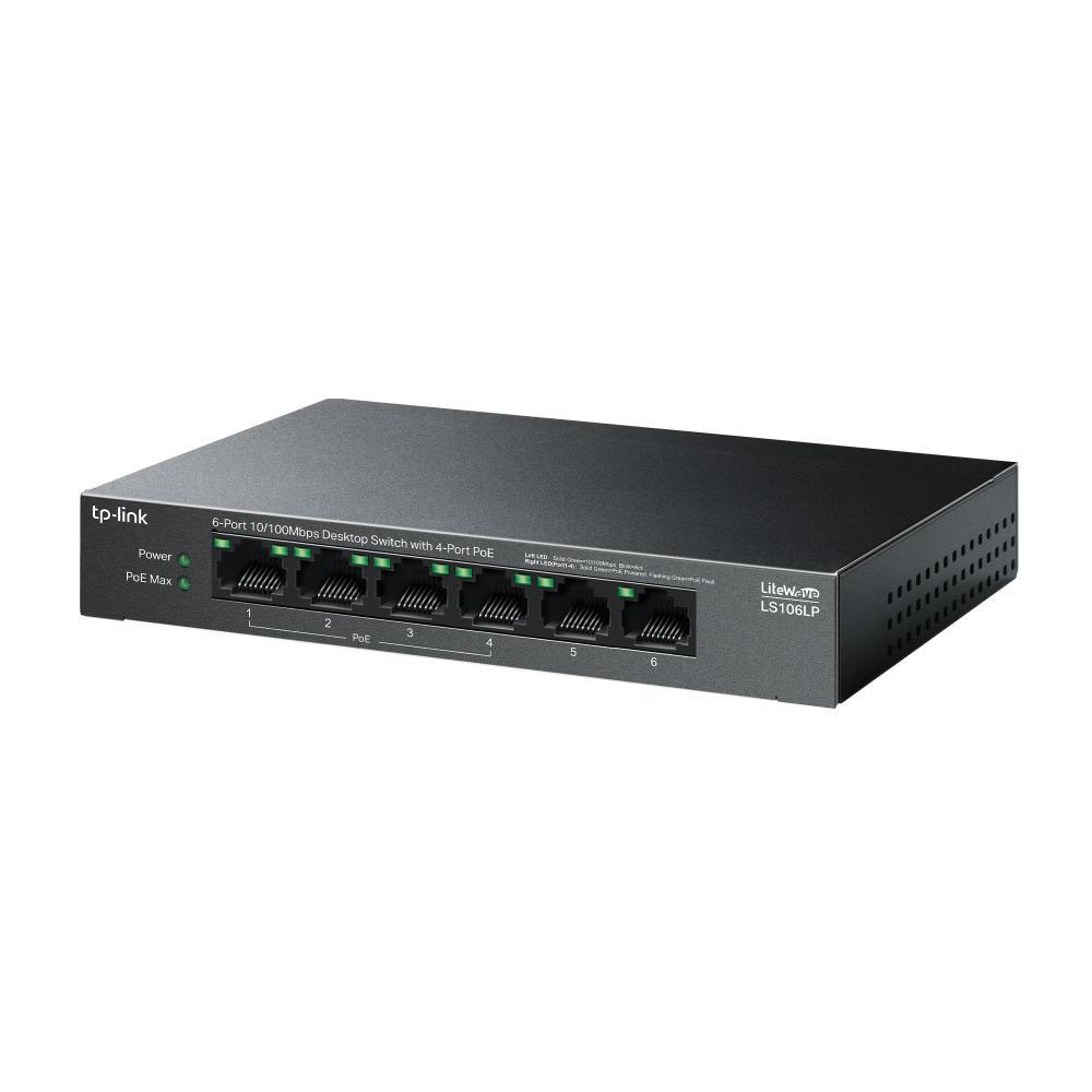 "6-Port 10/100 Mbps Desktop Switch with 4-Port PoE PORT: 4× 10/100 Mbps PoE Ports