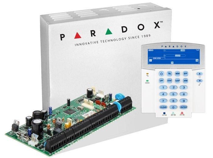 Centrala Paradox SP6000+; 8 zone pe placa (16 cu dublare zona ATZ);2 PGM pe placa