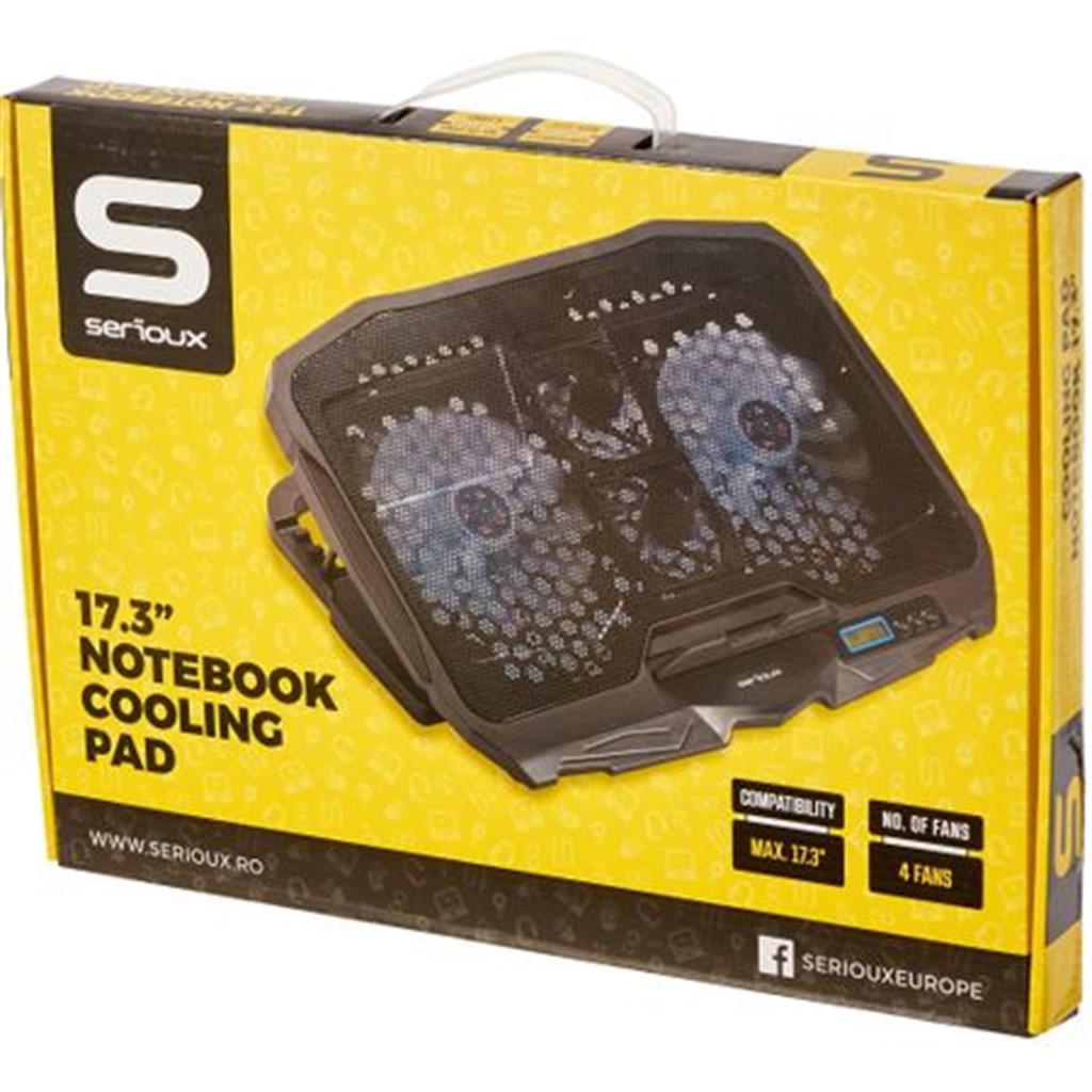 Cooling pad Serioux, SRXNCP025, Dimensiuni: 390*280*28mm, Compatibilitate maxima laptop: 17.3 inch
