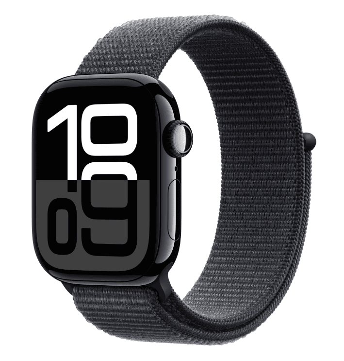 Apple Watch Series 10 GPS + Cellular 42mm Jet Black Aluminium Case with Ink Sport Loop