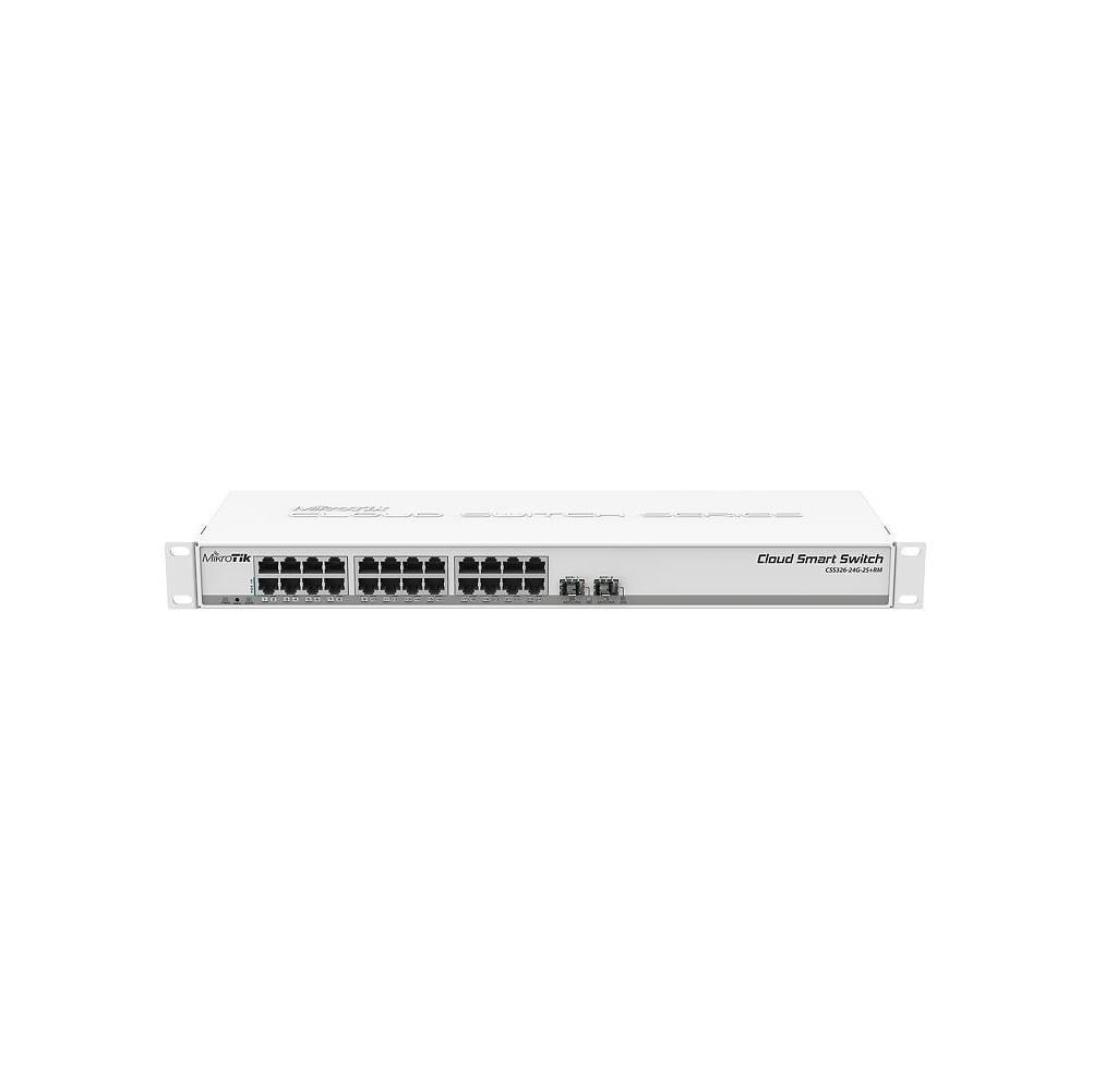 MikroTik Cloud Smart Switch 326-24G-2S+RM with 24* 10/100/1000 GigabitEthernet ports, 2* SFP+ cages, 1U rackmount case