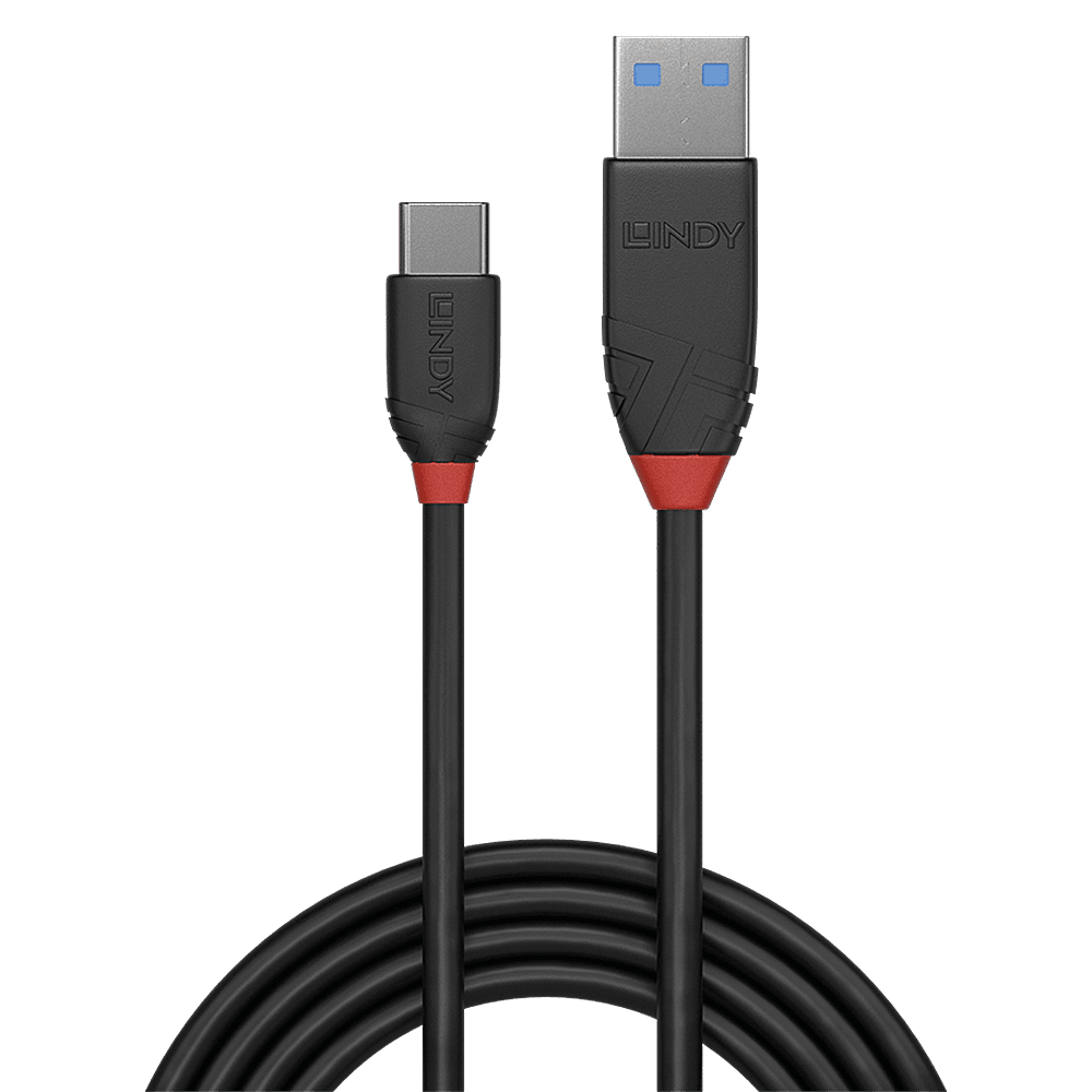 Cablu Lindy 1.5m USB 3.2 Type-A to Type-C (tata - tata), Black Line, Supported Bandwidth: 10Gbps, negru