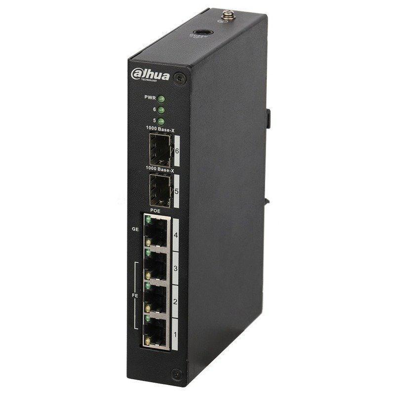 Switch POE Dahua PFS3206-4P-96; 3 x10/100M Base-T (PoE+/PoE); 1 x10/100/1000M Base-T(Hi-PoE/PoE+/PoE);2 X1000M Base-T