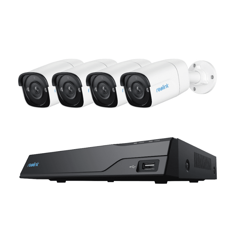 NVR Reolink RLK8-410B4-5MP; NVS8-5MB4 Contine un NVR NVS8 si 4 camere B400 24/7 Stay Protected in 5MP/4MP Super HD Power