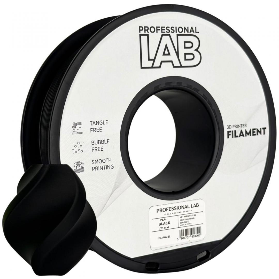 PROF. LAB 3D FILAMENT 1KG PLA+ BLACK, Diametru: 1.75mm, Greutate: 1kg, Temperatura duza: 200C – 220C