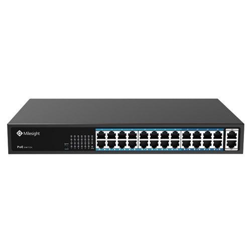 POE Switch Milesight 24 Porturi POE MS-S0224-GL, Porturi: 24X10/100MbpsPoEports(RJ45)+2X1000Mbps uplink ports