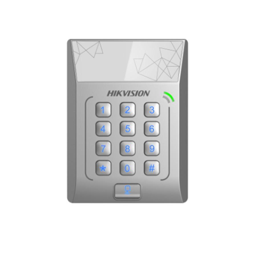 Cititor standalone cu tastatura si card de proximitate Hikvision DS- K1T801E; suporta cartele EM 125Khz; Capacitate 3000