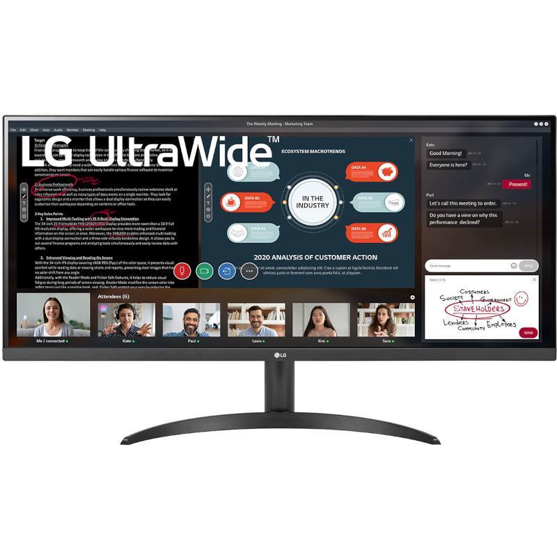 Monitor Consumer LG 34WP500-B, 34", 2560 x 1080 pixeli, Black, 3 ani Garantie