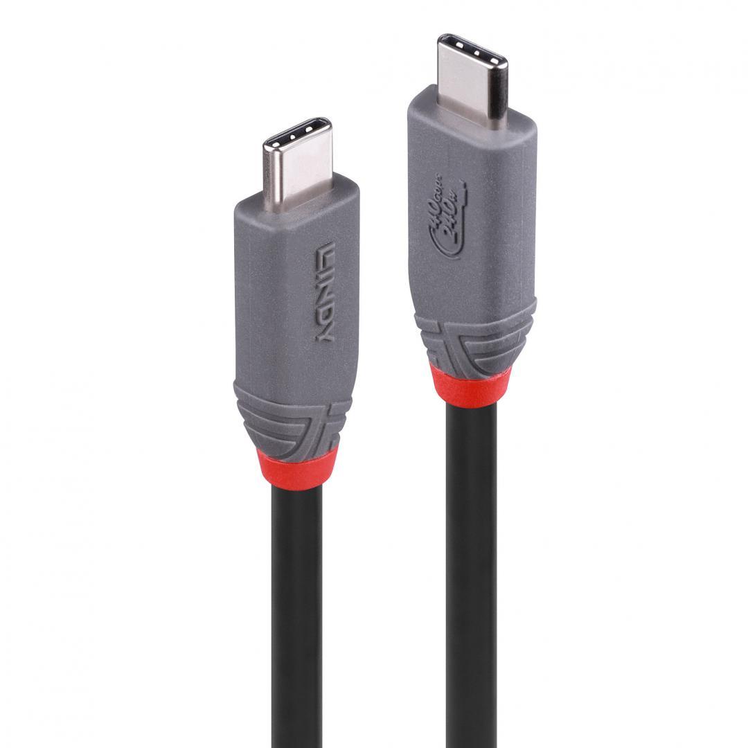 Cablu Lindy 0.8m USB 4 Type C 40Gbps Anthra line, rezolutie maxima suportata 3840x2160@60Hz, 7680x4320@60Hz
