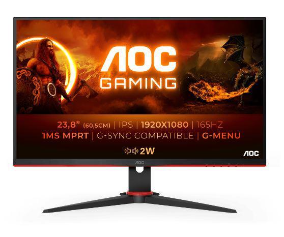 Monitor Gaming AOC 24G2SPU/BK, 23.8", 1920 x 1080 pixeli, Black, Red, 3 ani Garantie