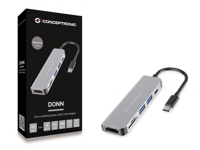 Docking station CONCEPTRONIC DONN02G, USB Type-C, 60W, Gri, 2 ani Garantie