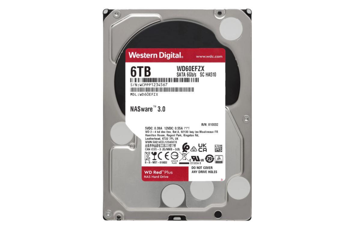 HDD NAS WD Red Plus, 6 TB, 5400 RPM, 128 MB, SATA III