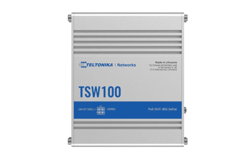 TELTONIKA INDUSTRIAL 5PORT Unmanaged POE+ Switch TSW100, Interfata: 5 x ETH ports, 10/100/1000 Mbps