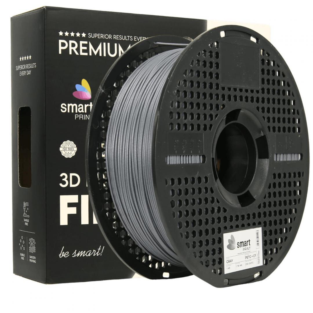 SMART PRINT 3D FILAMENT 1KG PETG+CF GRAY, continut de fibra de carbon, reztenta la deformare