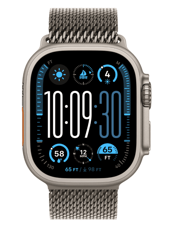 Apple Watch Ultra 2 GPS + Cellular 49mm Natural Titanium Case with Natural Titanium Milanese Loop - M