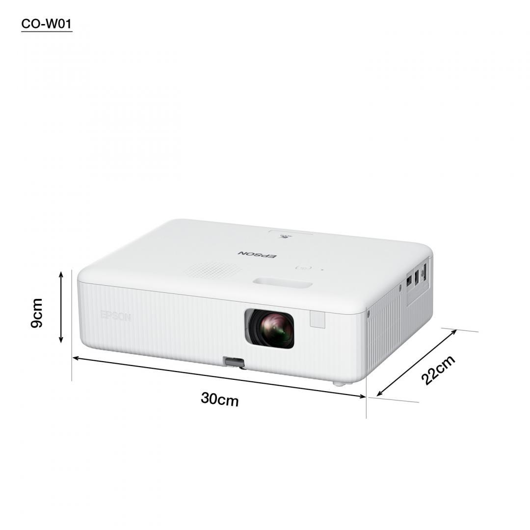Proiector Epson CO-W01, 3LCD, 3.000 lumeni/ 2.000 Ecomode, WXGA, HD ready, 16:10