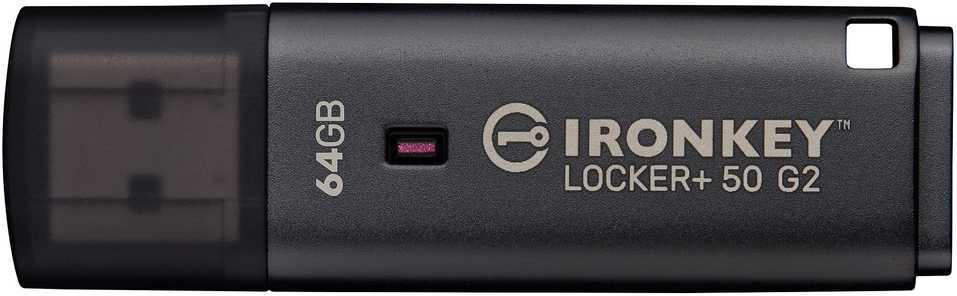Memorie USB Kingston IronKey Locker+ 50 G2 64 GB, USB Type-A, Negru