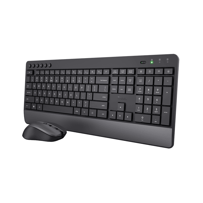 Kit Wireless tastatura si mouse TRUST Trezo, taste numerice, negru