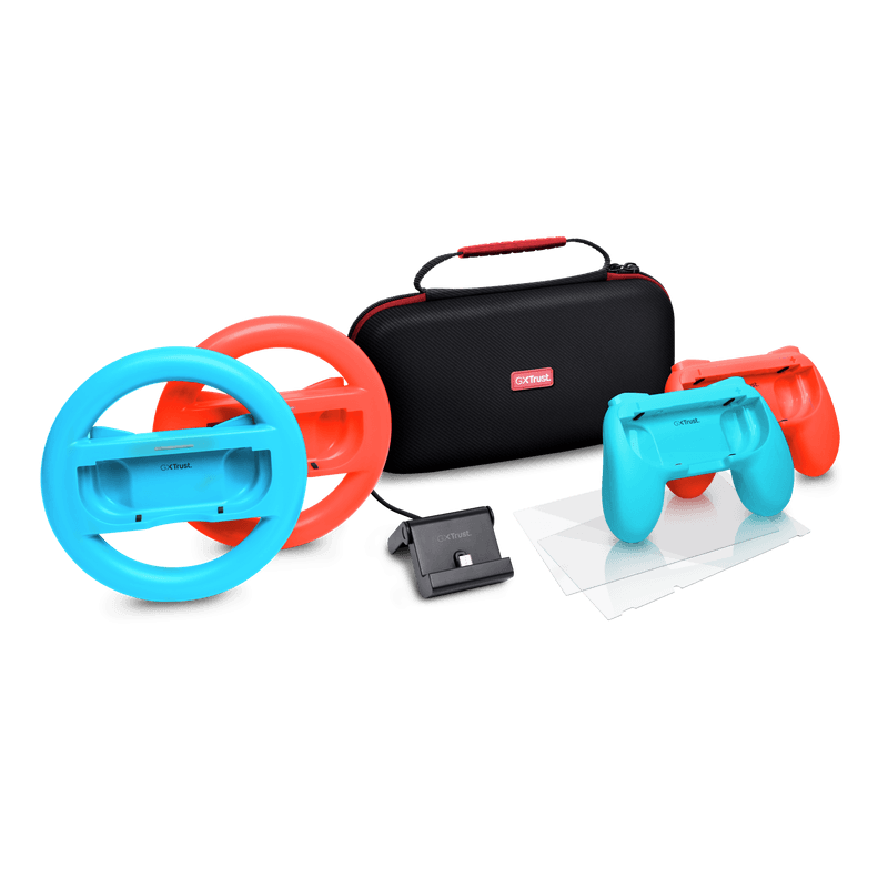 Pachet accesorii Trust pentru conosola Nintendo Switch, pachetul contine: husa de transport, 2 x prinderi Joy-Con