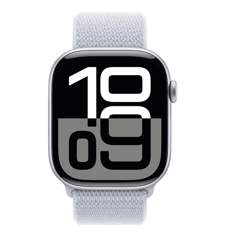 Apple Watch Series 10 GPS + Cellular 46mm Silver Aluminium Case with Blue Cloud Sport Loop