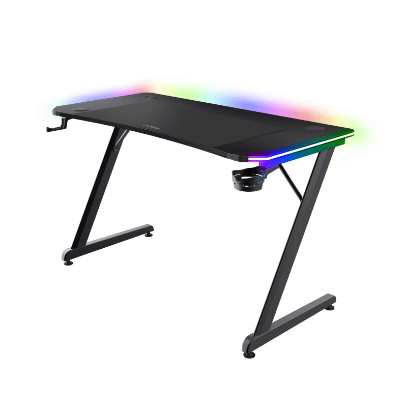 Masa gaming Trust GXT 710 Luminus Pro, iluminare RGB, greutate maxima suportata 150 kg, negru