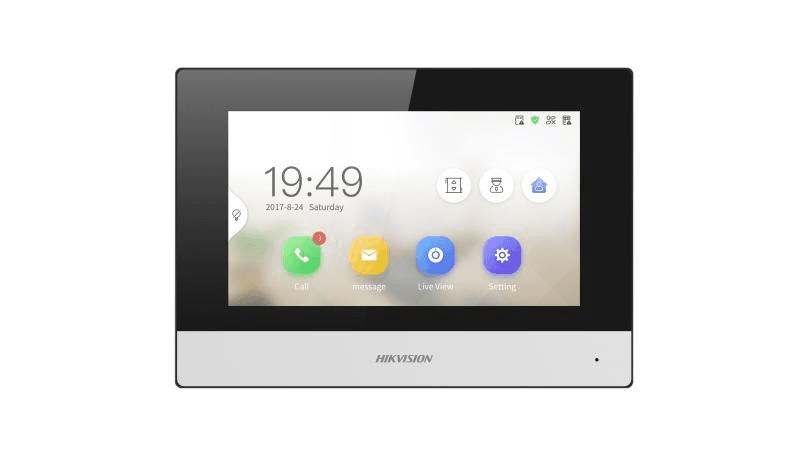 Monitor videointerfon Hikvision DS-KH6320Y-WTE2, 2 fire, 4 7-inch IPS touch screen, rezolutie: 1024 × 600, TFT