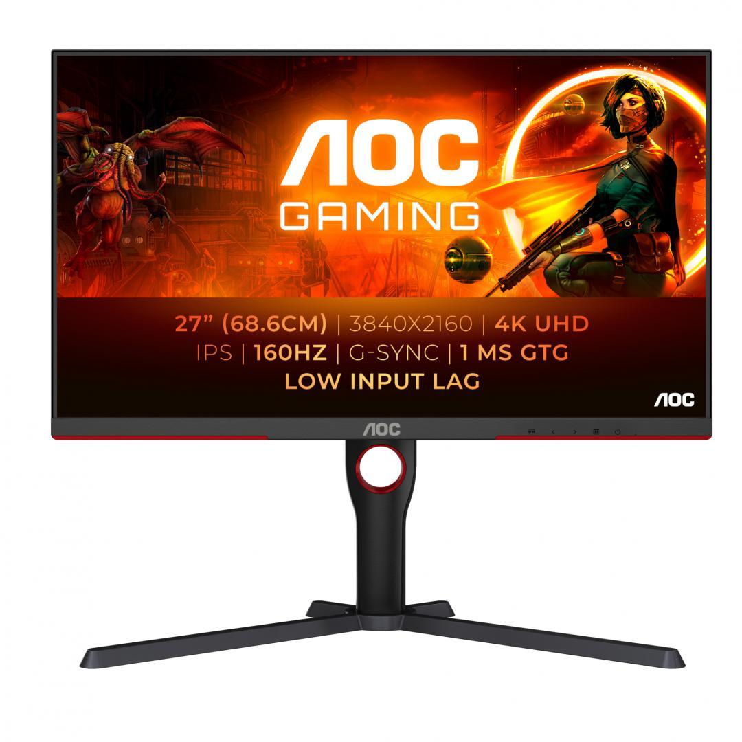 Monitor Consumer AOC U27G3X/BK, 27", 3840 x 2160 pixeli, Black, 3 ani Garantie