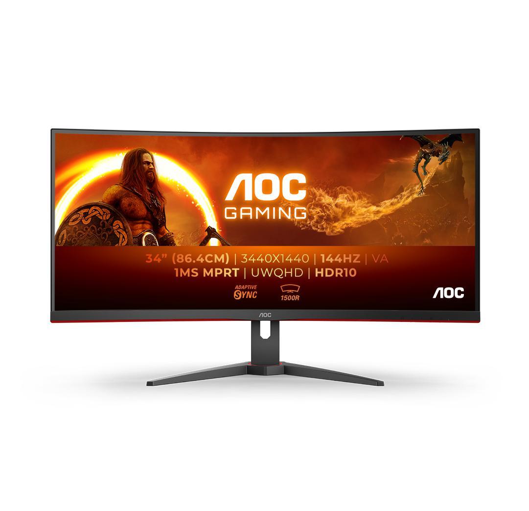 Monitor Gaming AOC CU34G2XE/BK, 34", 3440 x 1440 pixeli, Black, Red, 3 ani Garantie