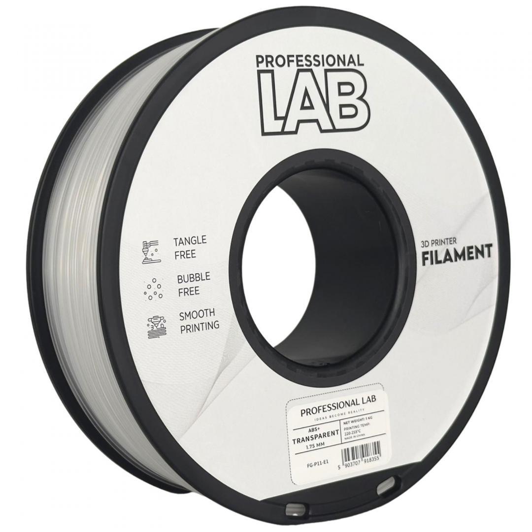 PROFESSIONAL LAB 3D FILAMENT 1KG ABS+ TRANSPARENT, Diametru:1.75mm, GreutateL 1KG, Temperatura duza: 220C – 250C