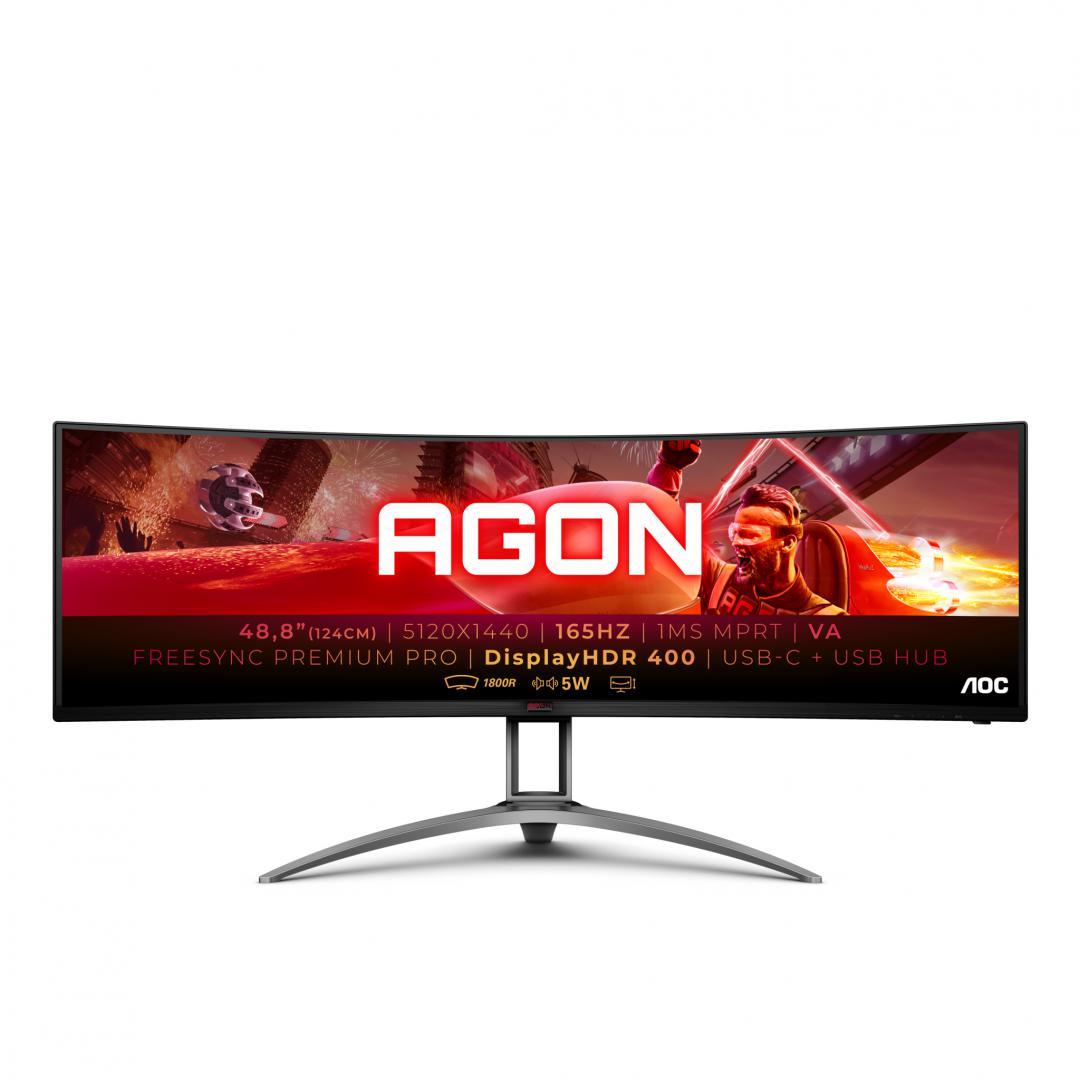 Monitor Gaming AOC AG493UCX2, 48.8", 5120 x 1440 pixeli, Black, 3 ani Garantie