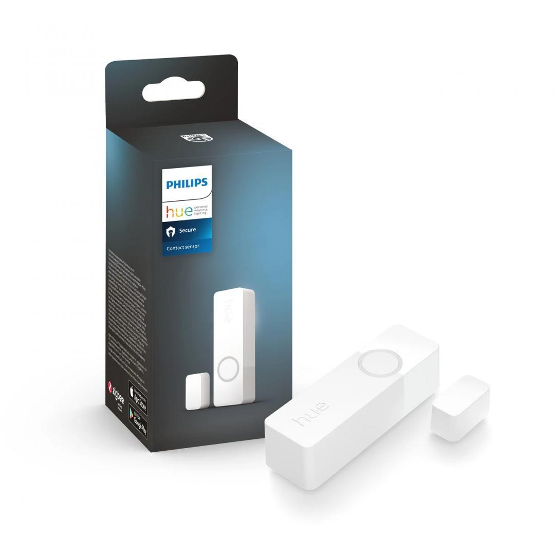 Senzor de contact Philips Hue Secure, Zigbee, automatizare lumini ,montare usi/ferestre, IP20, 70x22x20mm, Alb
