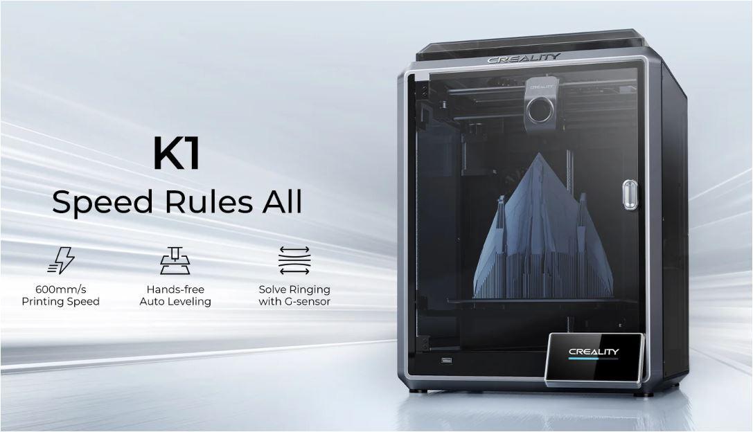 Imprimanta 3D Creality K1, Tehnologie FDM, viteza printare 600mm/s, Precizie 100 +/-0.1mm, Diametru filament: 1.75mm