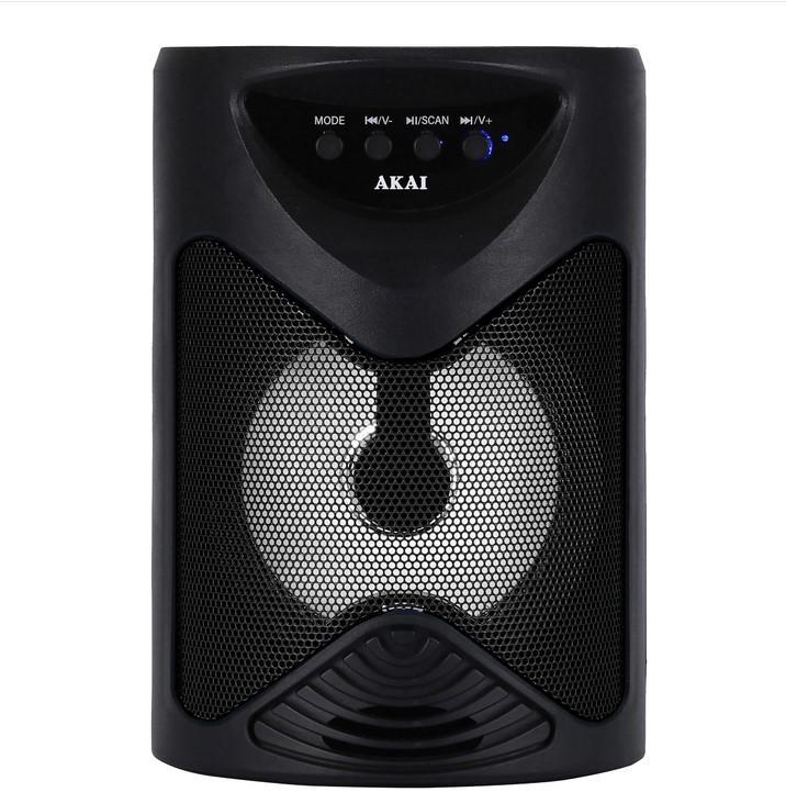 Boxa portabila Akai ABTS-704, Bluetooth 4.2, radio FM, 1x port USB pentru mp3 player, 1x slot card TF, lumini LED