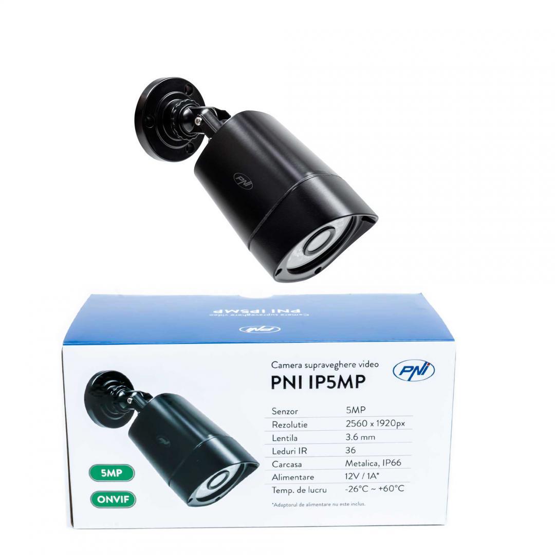 Camera supraveghere video PNI IP5MP cu IP, 5MP, H.265, ONVIF, de exterior si interior IP66, Senzor imagine: CMOS
