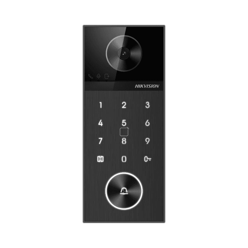 Post videointerfon de exterior WI-FI Hikvision DS-KV6124-WBE1, montaj aparent, camera HD 4MP, WDR