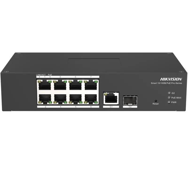 Switch 8 porturi PoE Hikvision DS-3T1310P-SI/HS prezinta 8 × 10/100 Mbps PoE port,1 × 1 Gbps RJ45 port,1 × 1 Gbps fiber