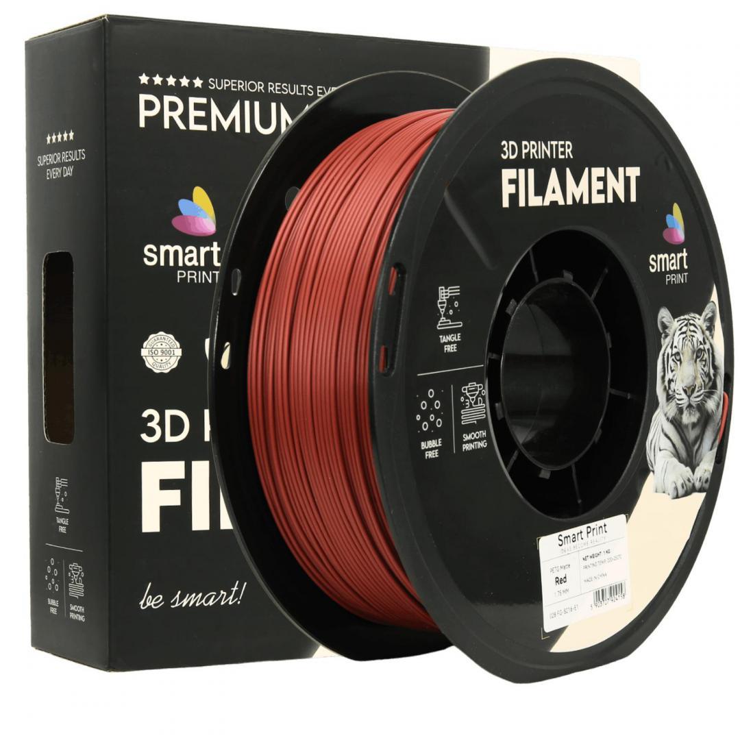 SMART PRINT 3D FILAMENT PETG MATTE RED, Finisaj Satin, Diametru: 1.75mm, Greutate: 1kg, Temperatura duza: 240C - 2255C