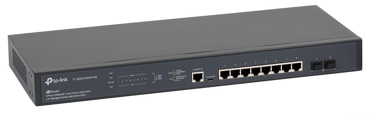 "JetStream™ 8-Port 2.5GBase-T and 2-Port 10GE SFP+ L2+ Managed Switch with 8-Port PoE+ PORT: 8× 2.5G PoE+ Ports