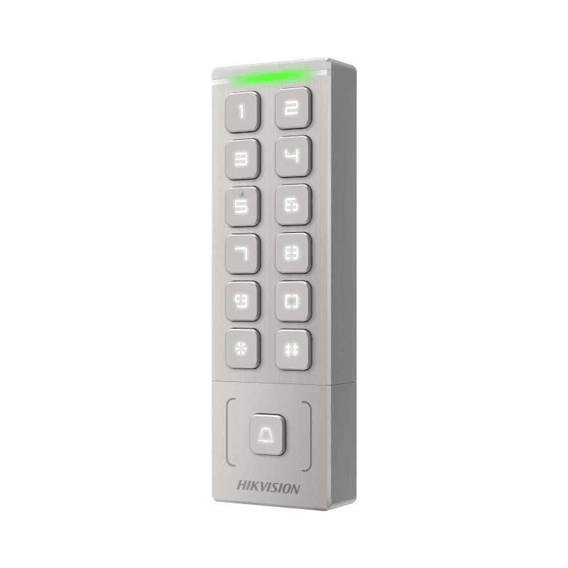 Cititor de proximitate cu tastatura Hikvision DS-K1T809EWX, card sau PIN, maxim 5000 carduri si 1000 useri