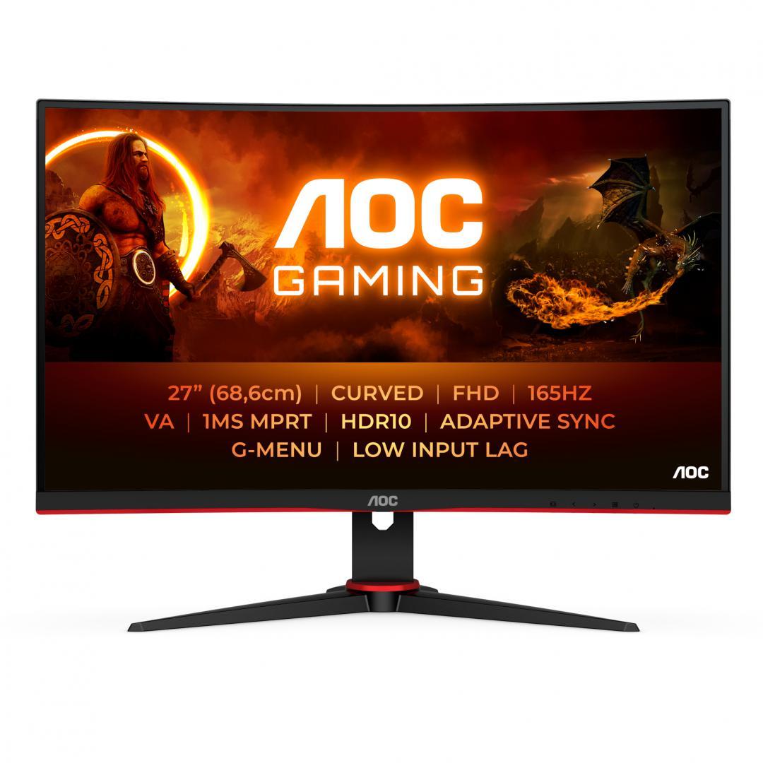 Monitor Gaming AOC C27G2E/BK, 27", 1920 x 1080 pixeli, Black, Red, 3 ani Garantie