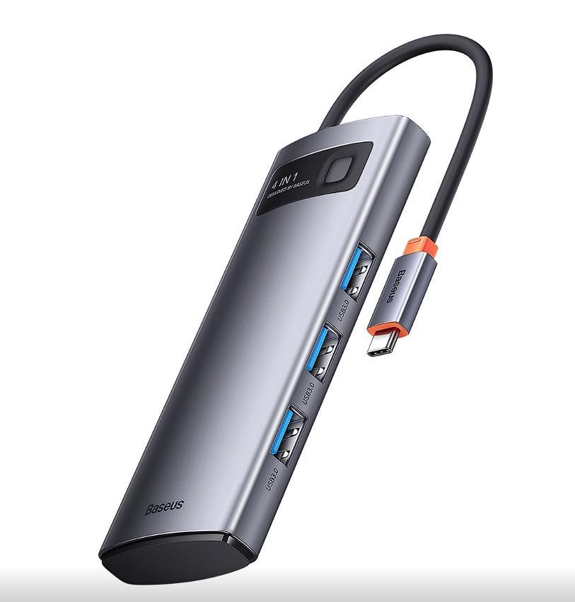 Docking station Baseus Metal Gleam, USB Type-C, Gri, 2 ani garantie