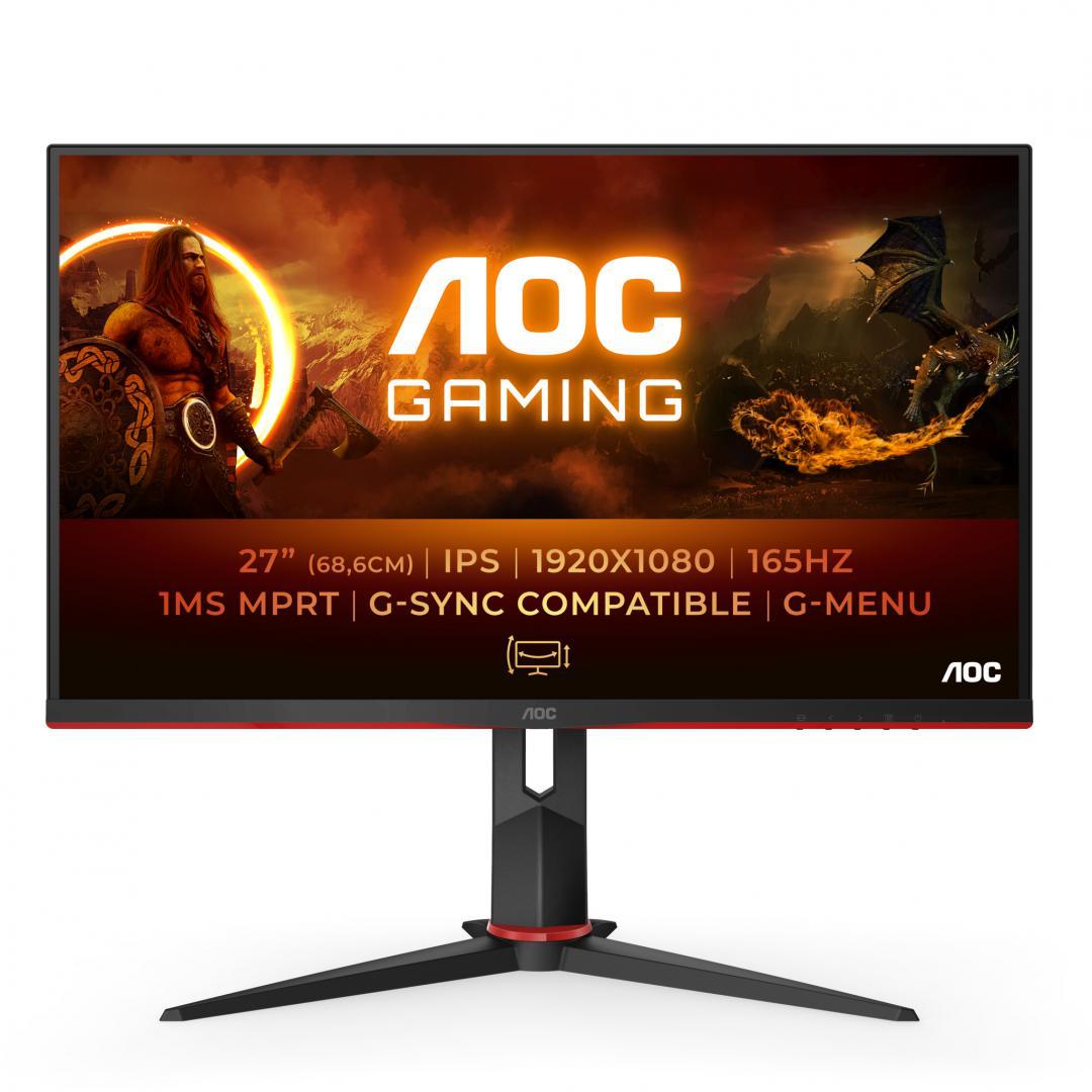 Monitor Gaming AOC 27G2SPU/BK, 27", 1920 x 1080 pixeli, Black, Red, 3 ani Garantie